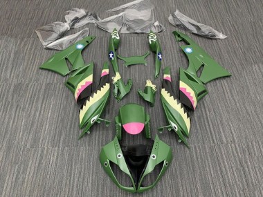 Migliori Carena Moto Kawasaki ZX6R 2009-2012 - Giallo Rosa Verde Opaco Squalo