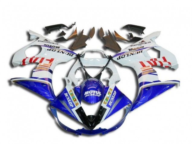 Migliori Carena Moto Yamaha YZF R6 2003-2004 - Bianco Blu Rosso Fiat Motul Dunlop Michelin