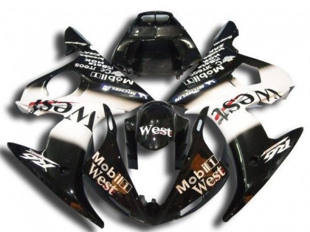 Migliori Carena Moto Yamaha YZF R6 2003-2004 - Nero Lucido Bianco Mobil West Michelin