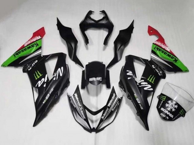 Migliori Carena Moto Kawasaki ZX6R 2013-2018 - Nero Opaco Verde Rosso Bianco Mostro Nevicare