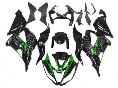 Migliori Carena Moto Kawasaki ZX6R 2013-2018 - Nero Lucido Verde Bianco Honeycomb