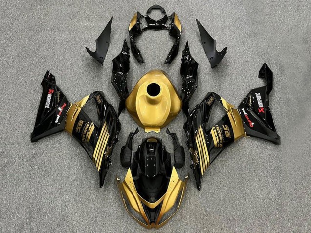 Migliori Carena Moto Kawasaki ZX6R 2013-2018 - Oro Nero Lucido