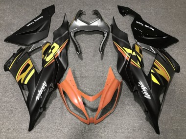 Migliori Carena Moto Kawasaki ZX6R 2013-2018 - Nero Opaco Arancia Oro