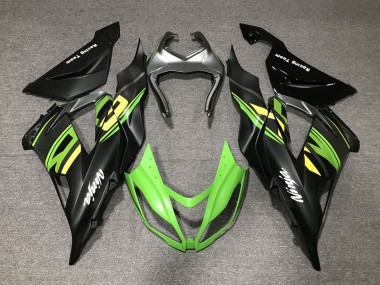 Migliori Carena Moto Kawasaki ZX6R 2013-2018 - Nero Opaco Verde Giallo