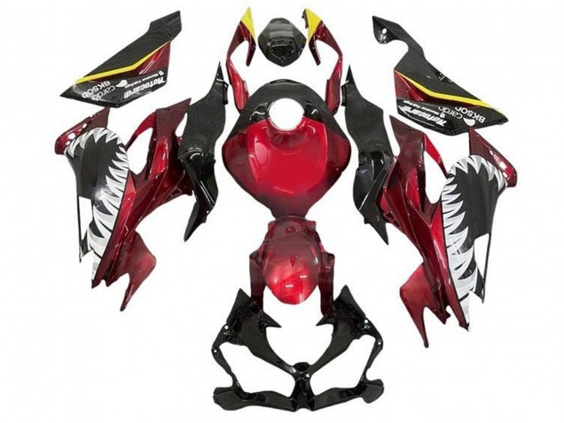 Migliori Carena Moto Kawasaki ZX6R 2019-2022 - Caramella Rosso Giallo Bianco Squalo