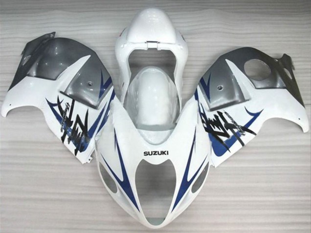 Migliori Carena Moto Suzuki GSXR 1300 Hayabusa 1996-2007 - Bianco Argento Blu