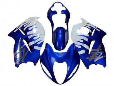 Migliori Carena Moto Suzuki GSXR 1300 Hayabusa 1996-2007 - Bianco Blu Chrome Fiamma