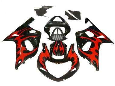 Migliori Carena Moto Suzuki GSXR1000 2000-2002 - Nero Lucido Rosso Tribal
