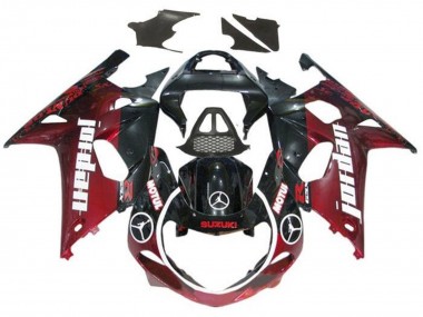 Migliori Carena Moto Suzuki GSXR1000 2000-2002 - Nero Lucido Rosso Scuro Jordan