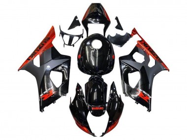 Migliori Carena Moto Suzuki GSXR 1000 2003-2004 - Nero Lucido Nero Opaco Arancia