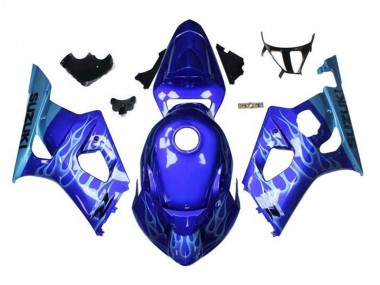 Migliori Carena Moto Suzuki GSXR 1000 2003-2004 - Blu Azzurro Chiaro Bianco Fiamma