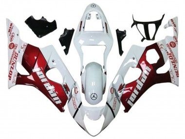 Migliori Carena Moto Suzuki GSXR 1000 2003-2004 - Bianco Rosso Jordan