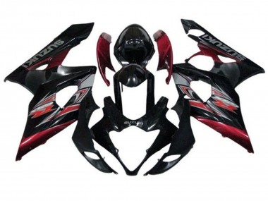 Migliori Carena Moto Suzuki GSXR 1000 2005-2006 - Nero Lucido Rosso Argento