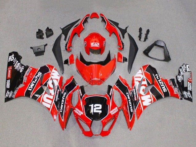 Migliori Carena Moto Suzuki GSXR1000 2017-2024 - Rosso Bianco Nero Motul 12