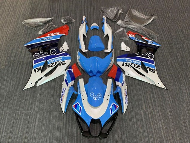 Migliori Carena Moto Suzuki GSXR1000 2017-2024 - Bianco Blu Banda Rosso Motul