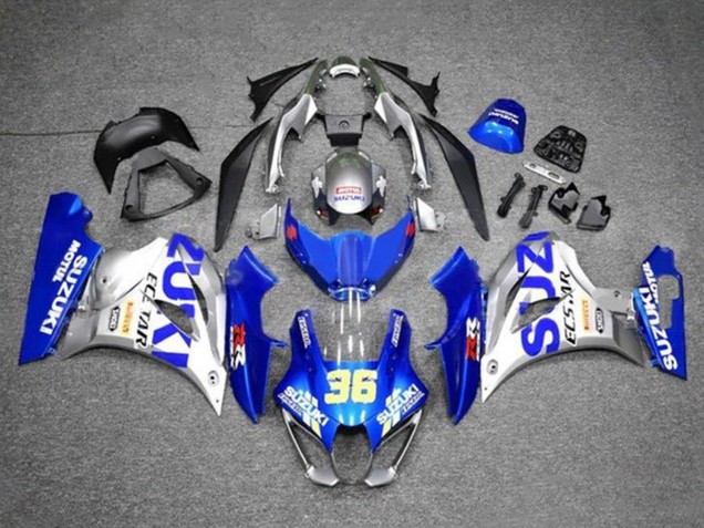 Migliori Carena Moto Suzuki GSXR1000 2017-2024 - Blu Argento Ecstar 36