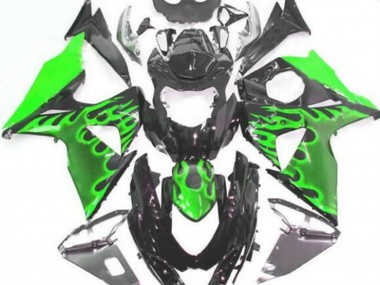 Migliori Carena Moto Suzuki GSXR 1000 2009-2016 - Nero Lucido Verde Fiamma