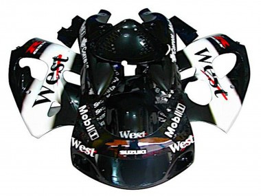 Migliori Carena Moto Suzuki GSXR 600 / GSXR 750 1996-2000 - Nero Bianco West