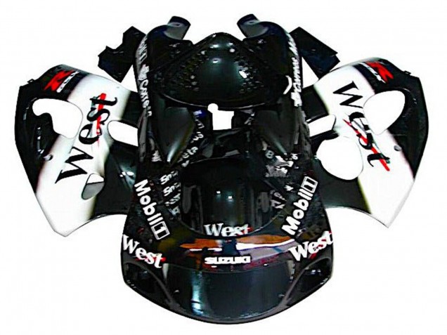 Migliori Carena Moto Suzuki GSXR 600 / GSXR 750 1996-2000 - Nero Bianco West