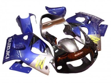 Migliori Carena Moto Suzuki GSXR 600 / GSXR 750 1996-2000 - Blu Argento Nero