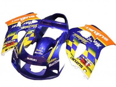 Migliori Carene Moto Suzuki GSXR 600 / GSXR 750 1996-2000 - Blu Arancia Giallo Telefonica MoviStar