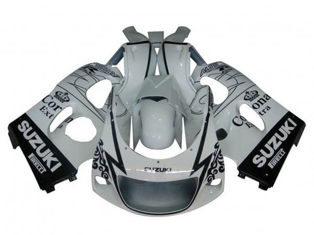 Migliori Carena Moto Suzuki GSXR 600 / GSXR 750 1996-2000 - Bianco Nero Tribal Corona