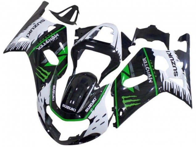 Migliori Carena Moto Suzuki GSXR 600 / GSXR 750 2001-2003 - Bianco Nero Verde Mostro