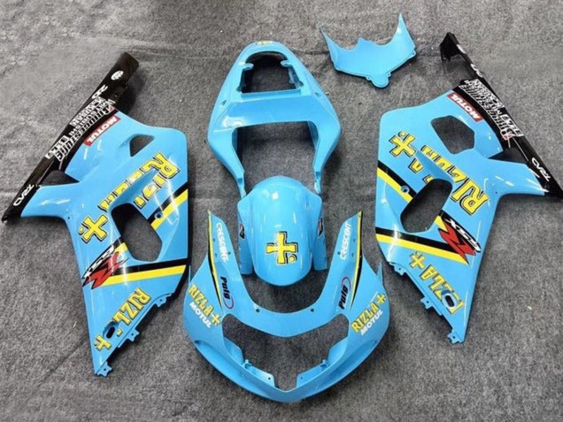 Migliori Carena Moto Suzuki GSXR 600 / GSXR 750 2001-2003 - Azzurro Chiaro Giallo Nero Nero Rizla