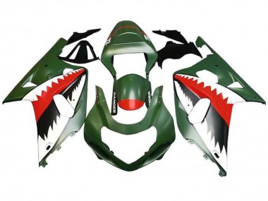 Migliori Carena Moto Suzuki GSXR 600 / GSXR 750 2001-2003 - Verde Militare Opaco Bianco Rosso Squalo