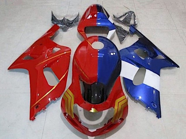 Migliori Carena Moto Suzuki GSXR 600 / GSXR 750 2001-2003 - Rosso Blu Diviso Oro