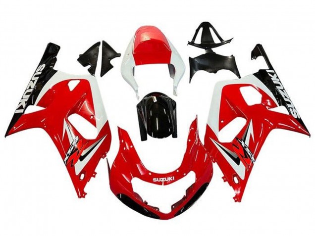 Migliori Carena Moto Suzuki GSXR 600 / GSXR 750 2001-2003 - Rosso Bianco Nero Lucido