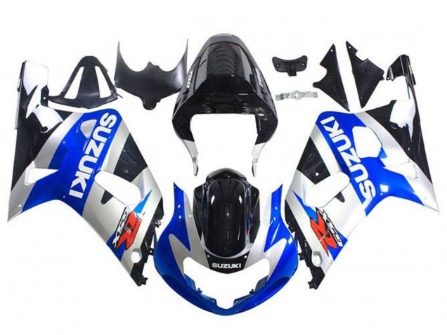 Migliori Carena Moto Suzuki GSXR 600 / GSXR 750 2001-2003 - Blu Argento Nero Lucido