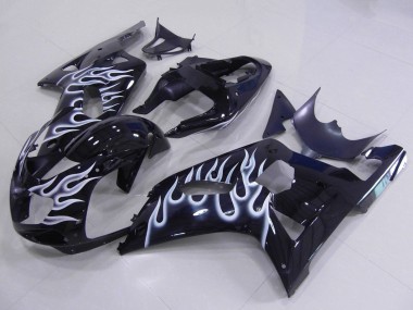 Migliori Carena Moto Suzuki GSXR 600 / GSXR 750 2001-2003 - Nero Lucido Bianco Fiamma