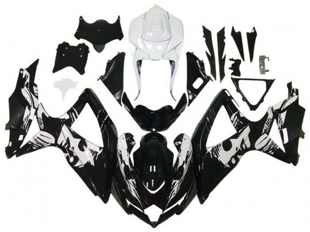 Migliori Carena Moto Suzuki GSXR 600 / GSXR 750 2008-2010 - Bianco Nero Lucido Leyla