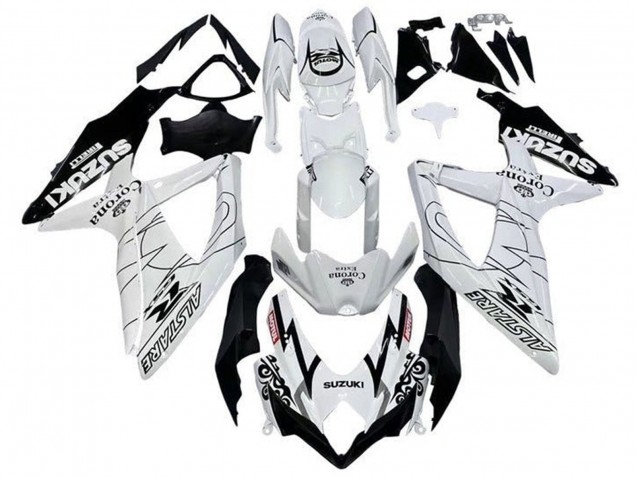 Migliori Carena Moto Suzuki GSXR 600 / GSXR 750 2008-2010 - Bianco Nero Alstare Corona Extra Motul