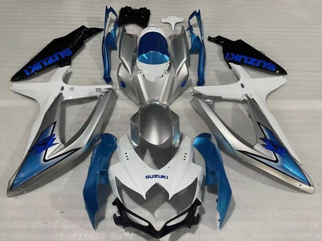 Migliori Carena Moto Suzuki GSXR 600 / GSXR 750 2008-2010 - Bianco Argento Azzurro Chiaro Nero
