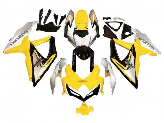 Migliori Carena Moto Suzuki GSXR 600 / GSXR 750 2008-2010 - Argento Giallo Nero Lucido