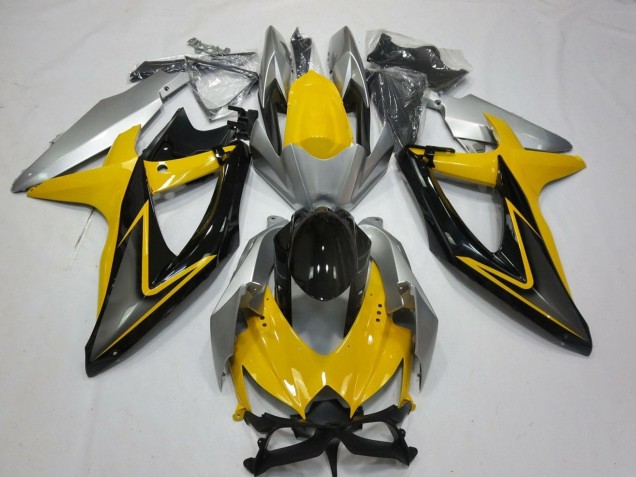Migliori Carena Moto Suzuki GSXR 600 / GSXR 750 2008-2010 - Giallo Argento Grigio Nero