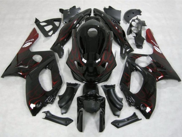 Migliori Carena Moto Yamaha YZF600R Thundercat 1996-2007 - Nero Lucido Rosso Fiamma