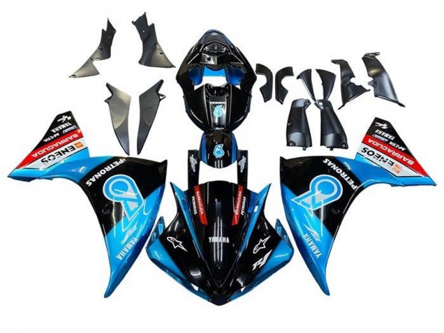 Migliori Carena Moto Yamaha YZF 1000 R1 2009-2011 - Nero Azzurro Chiaro Rosso Petronas