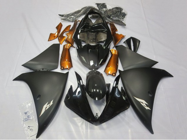 Migliori Carena Moto Yamaha YZF 1000 R1 2009-2011 - Nero Lucido Nero Opaco Arancia