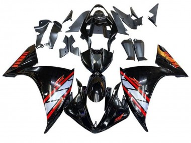 Migliori Carena Moto Yamaha YZF 1000 R1 2009-2011 - Nero Lucido Argento Rosso Banda