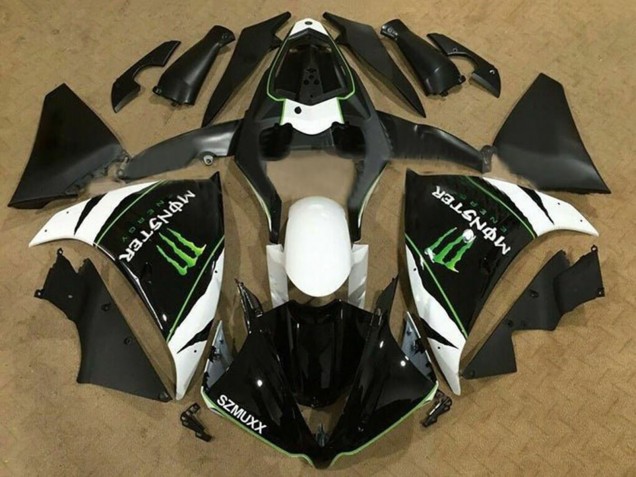Migliori Carena Moto Yamaha YZF 1000 R1 2009-2011 - Bianco Nero Verde Mostro Energy