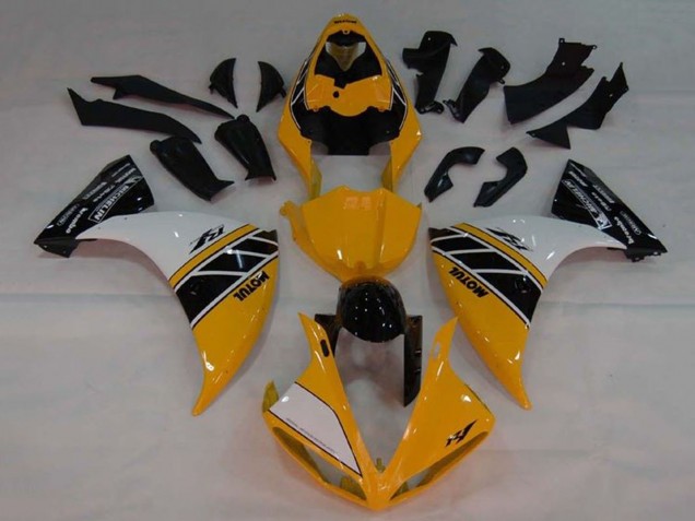 Migliori Carena Moto Yamaha YZF 1000 R1 2009-2011 - Giallo Bianco Nero Banda