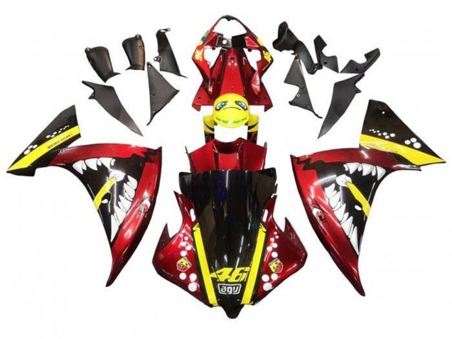 Migliori Carena Moto Yamaha YZF 1000 R1 2012-2014 - Rosso Giallo Nero Squalo