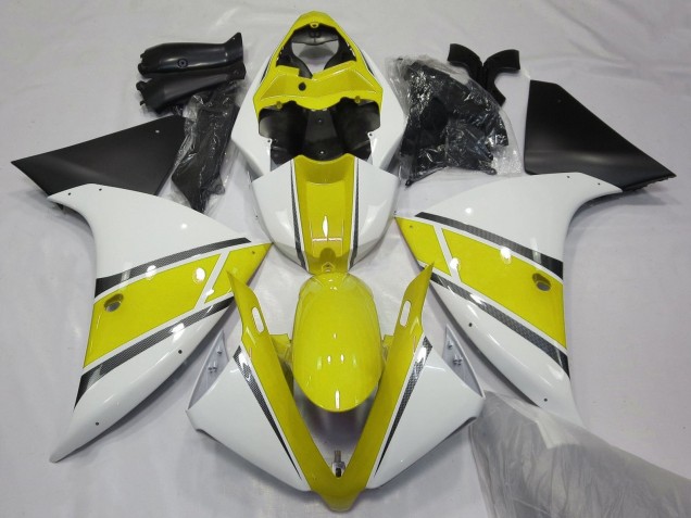 Migliori Carena Moto Yamaha YZF 1000 R1 2012-2014 - Bianco Giallo Nero Opaco