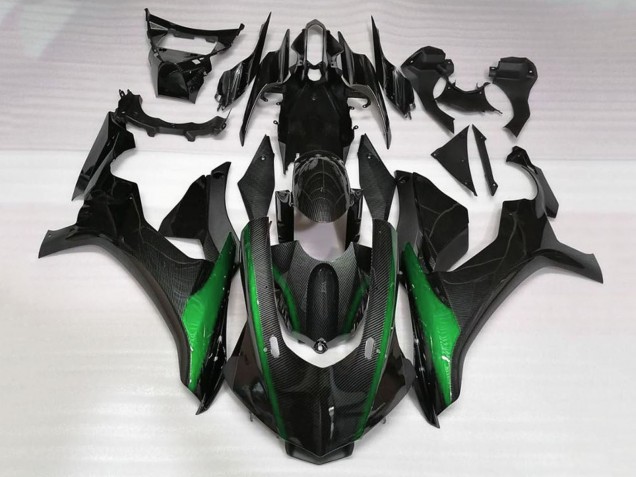 Migliori Carena Moto Yamaha YZF 1000 R1 2015-2019 - Falso Fibra di Carbonio Verde