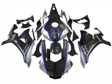 Migliori Carena Moto Yamaha YZF 1000 R1 2015-2019 - Falso Fibra di Carbonio Argento Blu R1M