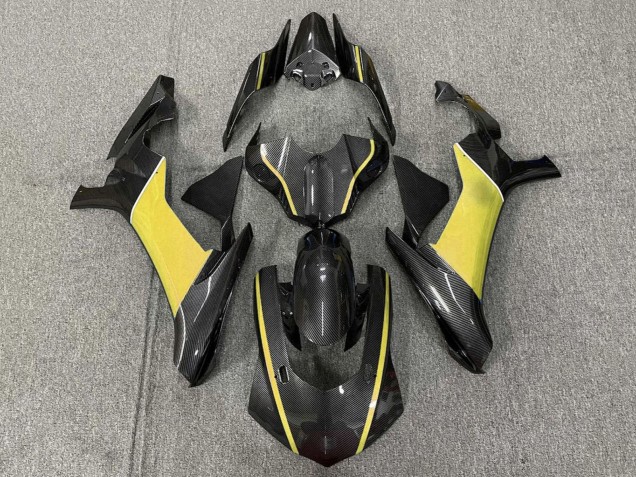 Migliori Carena Moto Yamaha YZF 1000 R1 2015-2019 - Falso Fibra di Carbonio Giallo