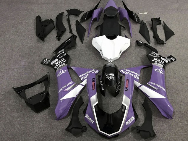 Migliori Carena Moto Yamaha YZF 1000 R1 2015-2019 - Viola Bianco Nero Lucido Motul SAM